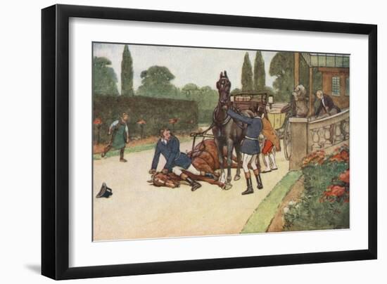York Promptly Set Himself Down Flat on Her Head to Prevent Her Struggling-Cecil Aldin-Framed Giclee Print