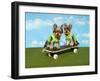 Yorkies On A Skateboard-Blueiris-Framed Photographic Print