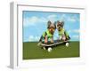 Yorkies On A Skateboard-Blueiris-Framed Photographic Print