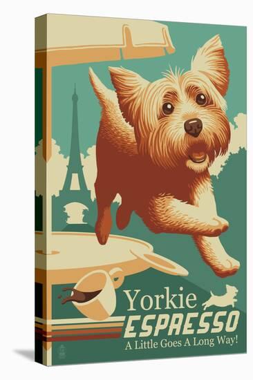 Yorkshire Terrier - Retro Yorkie Espresso Ad-Lantern Press-Stretched Canvas