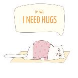 Vector Illustration Poster with a Cute Cat. I Need Hugs Text Quote-yosart-Art Print