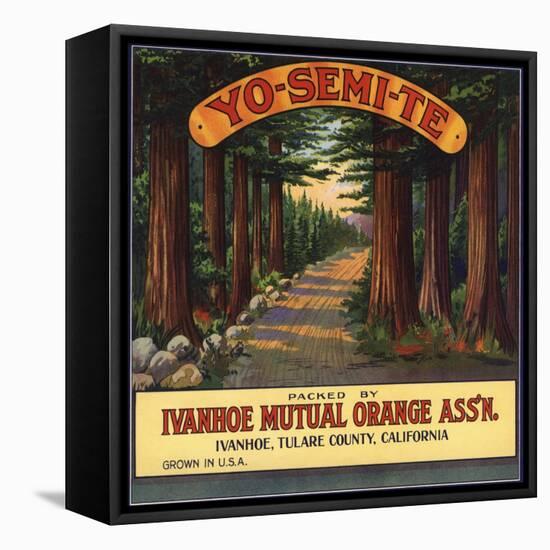 Yosemite Brand - Ivanhoe, California - Citrus Crate Label-Lantern Press-Framed Stretched Canvas