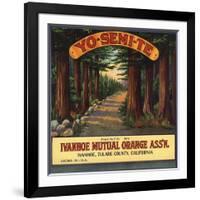 Yosemite Brand - Ivanhoe, California - Citrus Crate Label-Lantern Press-Framed Art Print