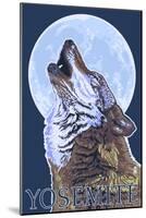Yosemite, California - Wolf Howling, c.2008-Lantern Press-Mounted Art Print