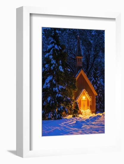 Yosemite chapel in winter, Yosemite National Park, California, USA-Russ Bishop-Framed Photographic Print