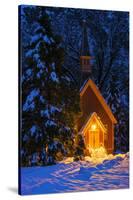 Yosemite chapel in winter, Yosemite National Park, California, USA-Russ Bishop-Stretched Canvas