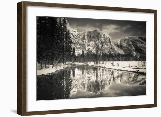 Yosemite Falls above the Merced River in winter, Yosemite National Park, California, USA-Russ Bishop-Framed Photographic Print