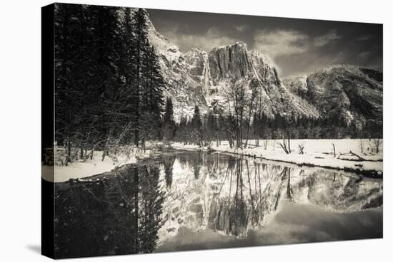 Yosemite Falls above the Merced River in winter, Yosemite National Park, California, USA-Russ Bishop-Stretched Canvas