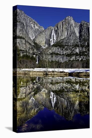 Yosemite Falls and Reflection in Merced River-Doug Meek-Stretched Canvas