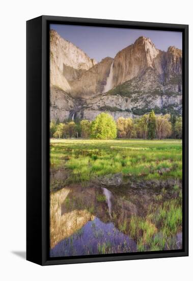 Yosemite Falls and Spring Reflection-Vincent James-Framed Stretched Canvas