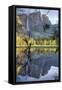 Yosemite Falls Reflection at Swinging Bridge-Vincent James-Framed Stretched Canvas