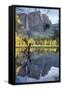 Yosemite Falls Reflection at Swinging Bridge-Vincent James-Framed Stretched Canvas