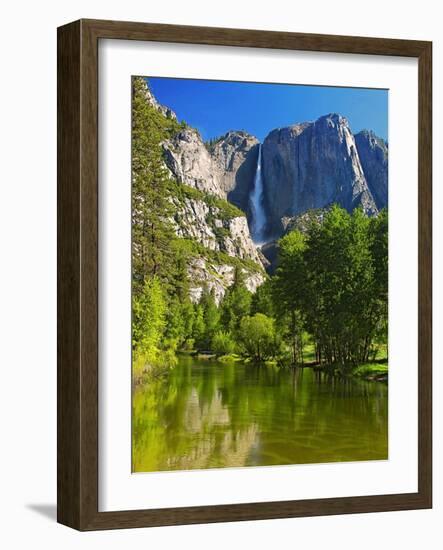 Yosemite Falls with the Merced River-George Oze-Framed Photographic Print