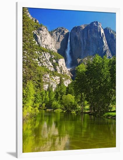 Yosemite Falls with the Merced River-George Oze-Framed Photographic Print