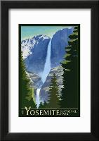 Yosemite Falls - Yosemite National Park  California Lithography-null-Framed Art Print