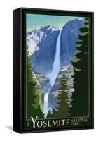 Yosemite Falls - Yosemite National Park, California Lithography-Lantern Press-Framed Stretched Canvas