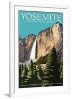 Yosemite Falls - Yosemite National Park, California-Lantern Press-Framed Art Print