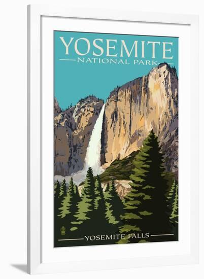 Yosemite Falls - Yosemite National Park, California-Lantern Press-Framed Art Print