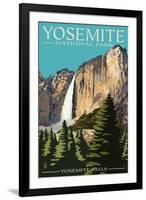 Yosemite Falls - Yosemite National Park, California-Lantern Press-Framed Art Print