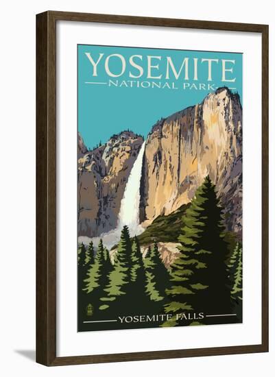 Yosemite Falls - Yosemite National Park, California-Lantern Press-Framed Art Print