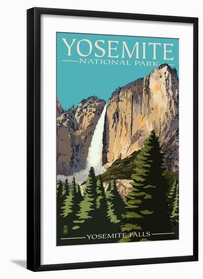 Yosemite Falls - Yosemite National Park, California-Lantern Press-Framed Art Print