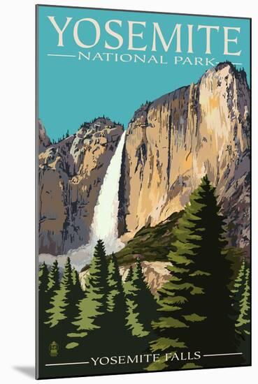 Yosemite Falls - Yosemite National Park, California-Lantern Press-Mounted Art Print