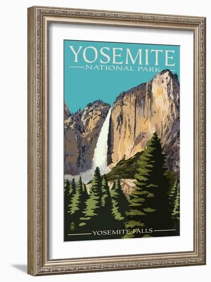 Yosemite Falls - Yosemite National Park, California-Lantern Press-Framed Art Print