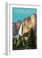 Yosemite Falls - Yosemite National Park, California-Lantern Press-Framed Art Print