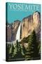 Yosemite Falls - Yosemite National Park, California-Lantern Press-Stretched Canvas