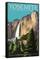 Yosemite Falls - Yosemite National Park, California-Lantern Press-Framed Stretched Canvas