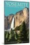 Yosemite Falls - Yosemite National Park, California-Lantern Press-Mounted Premium Giclee Print