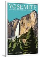 Yosemite Falls - Yosemite National Park, California-Lantern Press-Framed Art Print