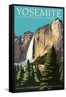 Yosemite Falls - Yosemite National Park, California-Lantern Press-Framed Stretched Canvas