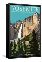 Yosemite Falls - Yosemite National Park, California-Lantern Press-Framed Stretched Canvas