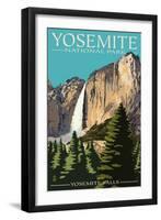 Yosemite Falls - Yosemite National Park, California-Lantern Press-Framed Art Print