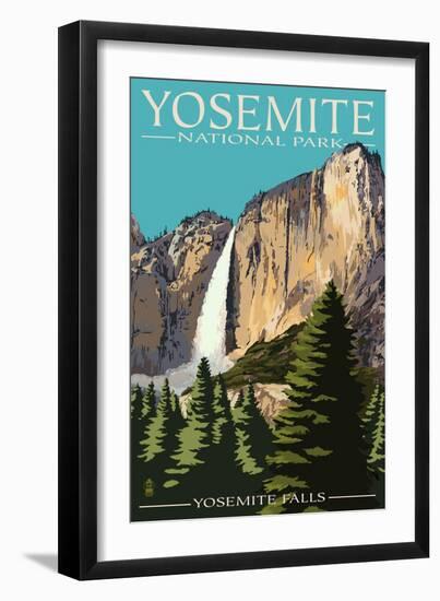 Yosemite Falls - Yosemite National Park, California-Lantern Press-Framed Art Print