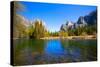 Yosemite Merced River El Capitan and Half Dome in California National Parks US-holbox-Stretched Canvas