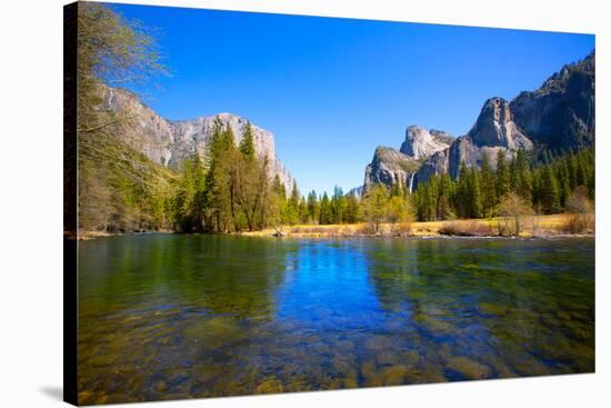 Yosemite Merced River El Capitan and Half Dome in California National Parks US-holbox-Stretched Canvas