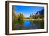 Yosemite Merced River El Capitan and Half Dome in California National Parks US-holbox-Framed Photographic Print