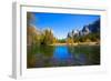 Yosemite Merced River El Capitan and Half Dome in California National Parks US-holbox-Framed Photographic Print