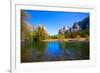 Yosemite Merced River El Capitan and Half Dome in California National Parks US-holbox-Framed Photographic Print