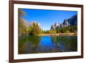 Yosemite Merced River El Capitan and Half Dome in California National Parks US-holbox-Framed Photographic Print