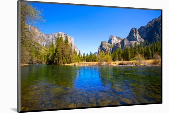 Yosemite Merced River El Capitan and Half Dome in California National Parks US-holbox-Mounted Photographic Print