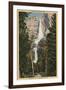 Yosemite National Park, CA - View of Yosemite Falls & Valley-Lantern Press-Framed Art Print