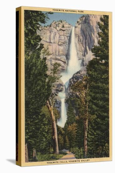 Yosemite National Park, CA - View of Yosemite Falls & Valley-Lantern Press-Stretched Canvas