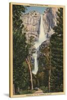 Yosemite National Park, CA - View of Yosemite Falls & Valley-Lantern Press-Stretched Canvas