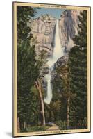 Yosemite National Park, CA - View of Yosemite Falls & Valley-Lantern Press-Mounted Art Print