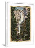 Yosemite National Park, CA - View of Yosemite Falls & Valley-Lantern Press-Framed Art Print