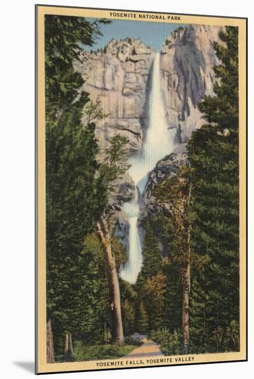 Yosemite National Park, CA - View of Yosemite Falls & Valley-Lantern Press-Mounted Art Print