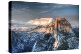 Yosemite National Park, California: Clouds Roll in on Half Dome as Sunset Falls on the Valley-Brad Beck-Stretched Canvas